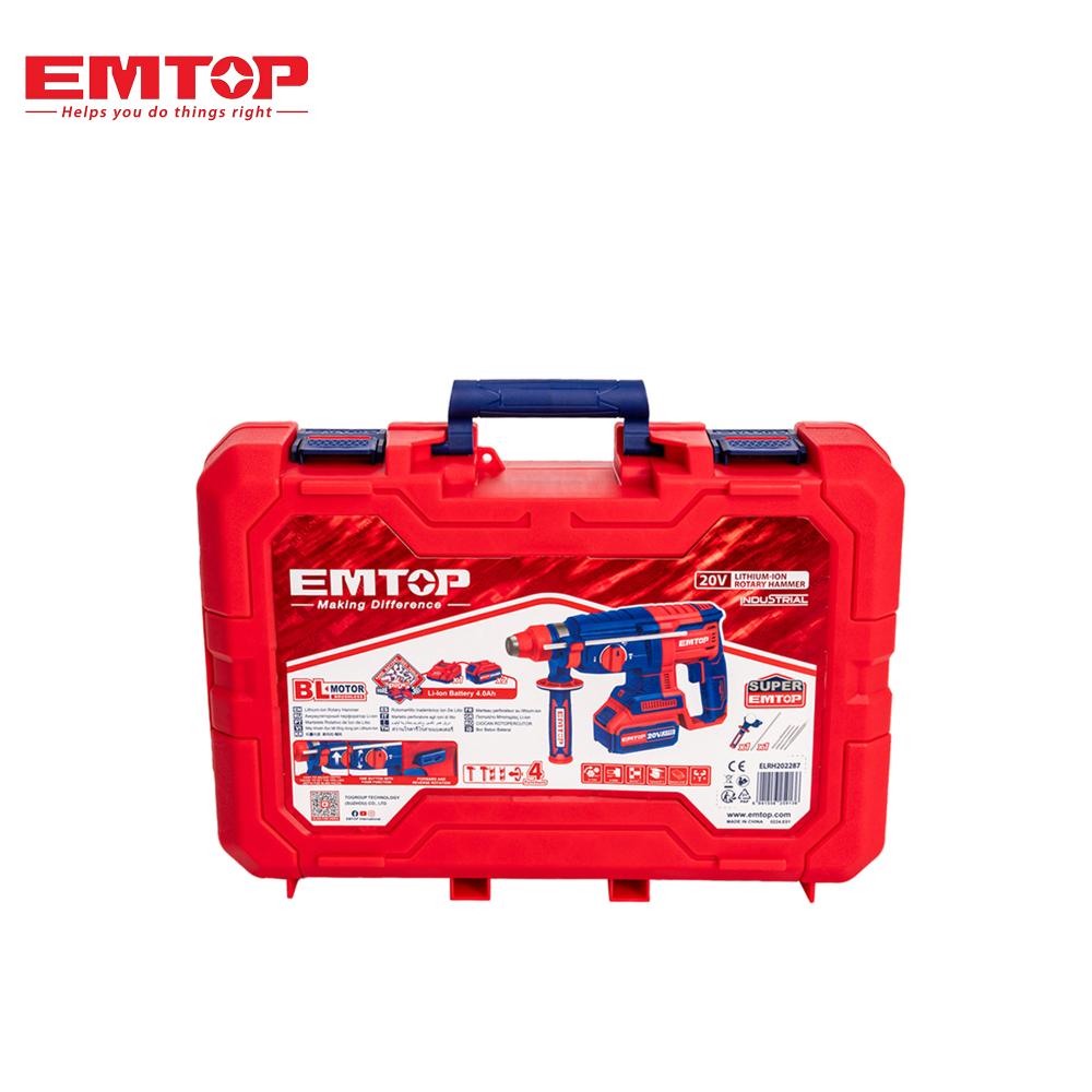 دريل مطرقي لاسلكي 20V بمحرك Brushless من EMTOP – أداء احترافي وحفر فائق في الخرسانة والخشب والمعادن