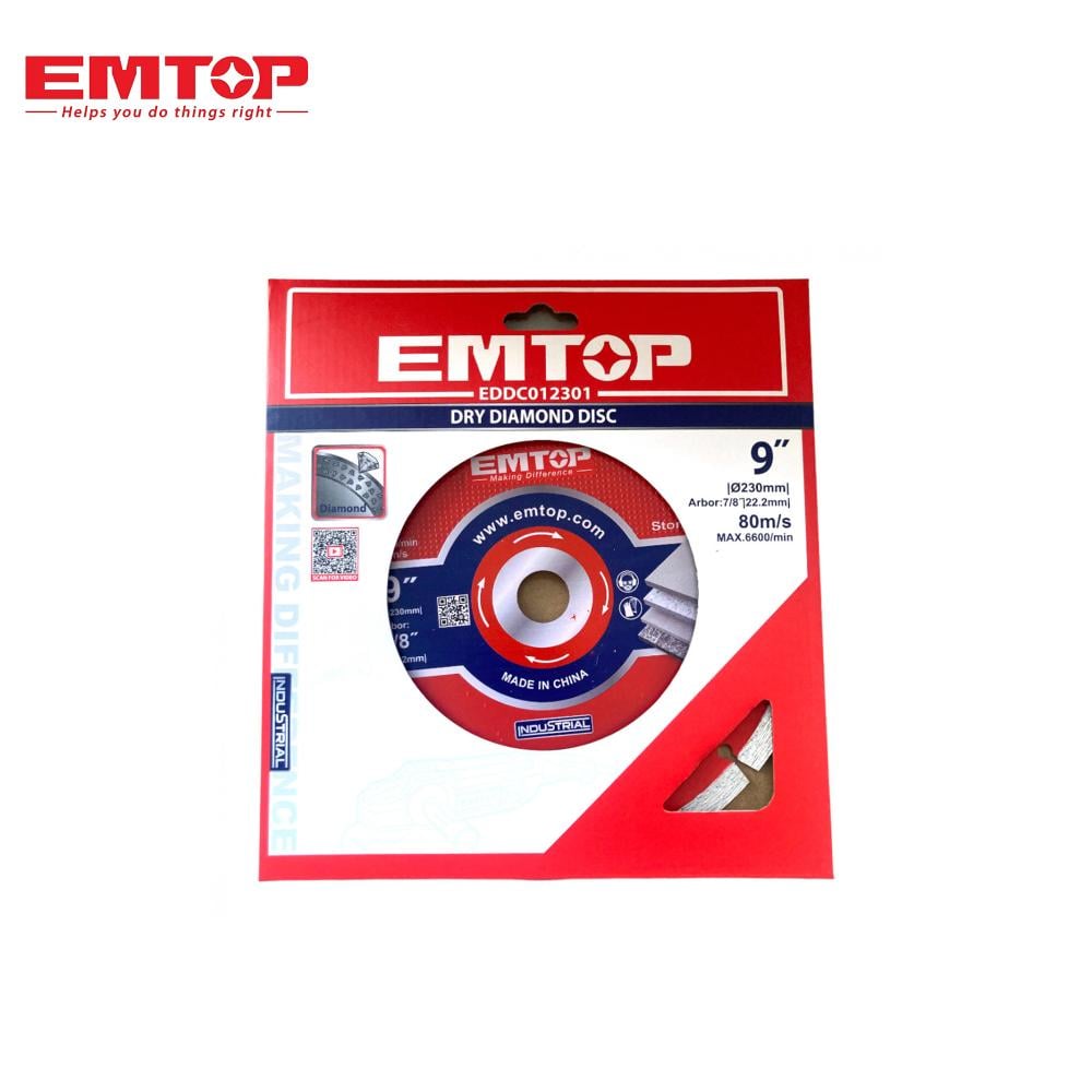 "قرص قطع رخام جاف EMTOP – 9 إنش × 22.2 مم | قص دقيق وأداء احترافي"