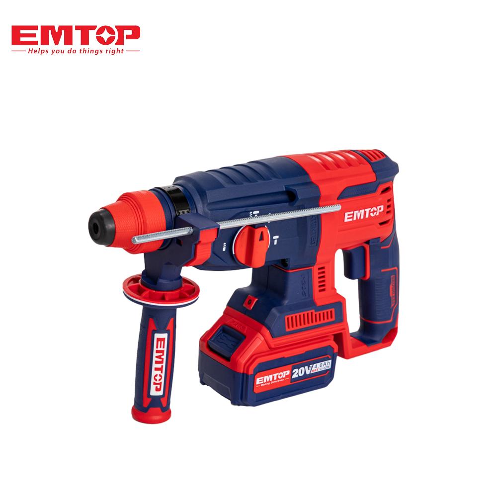 دريل مطرقي لاسلكي 20V بمحرك Brushless من EMTOP – أداء احترافي وحفر فائق في الخرسانة والخشب والمعادن