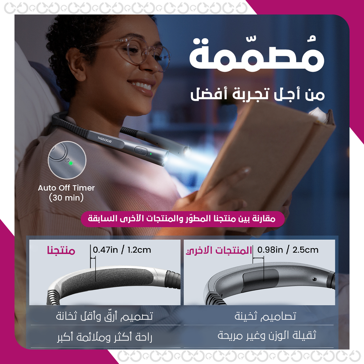إضاءة قراءة ليلية مطورة تلائم احتياجات القراءة في الظلام