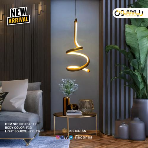 علاقي LED بتصميم حلزوني ذهبي HB9014