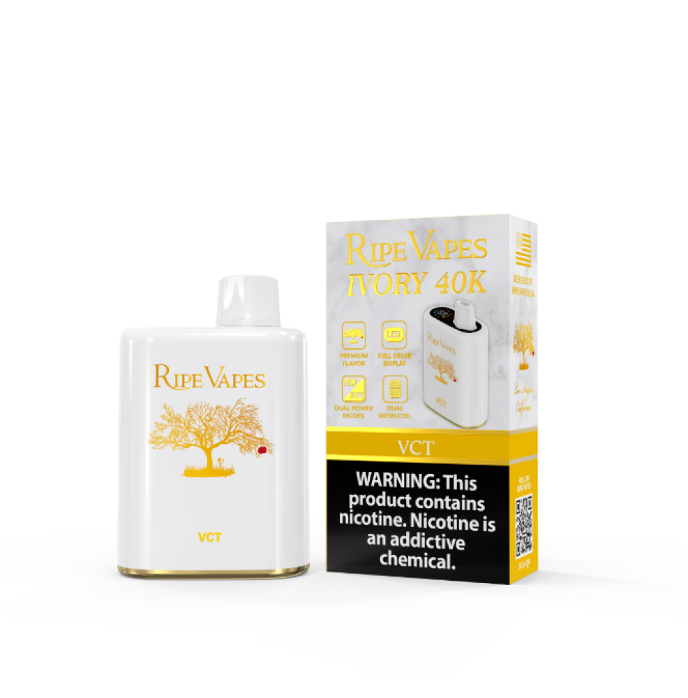 سحبة ايفوري من رايب فيب 40 الف موشة VCT Ripe Vapes IVORY 40K Puff Disp