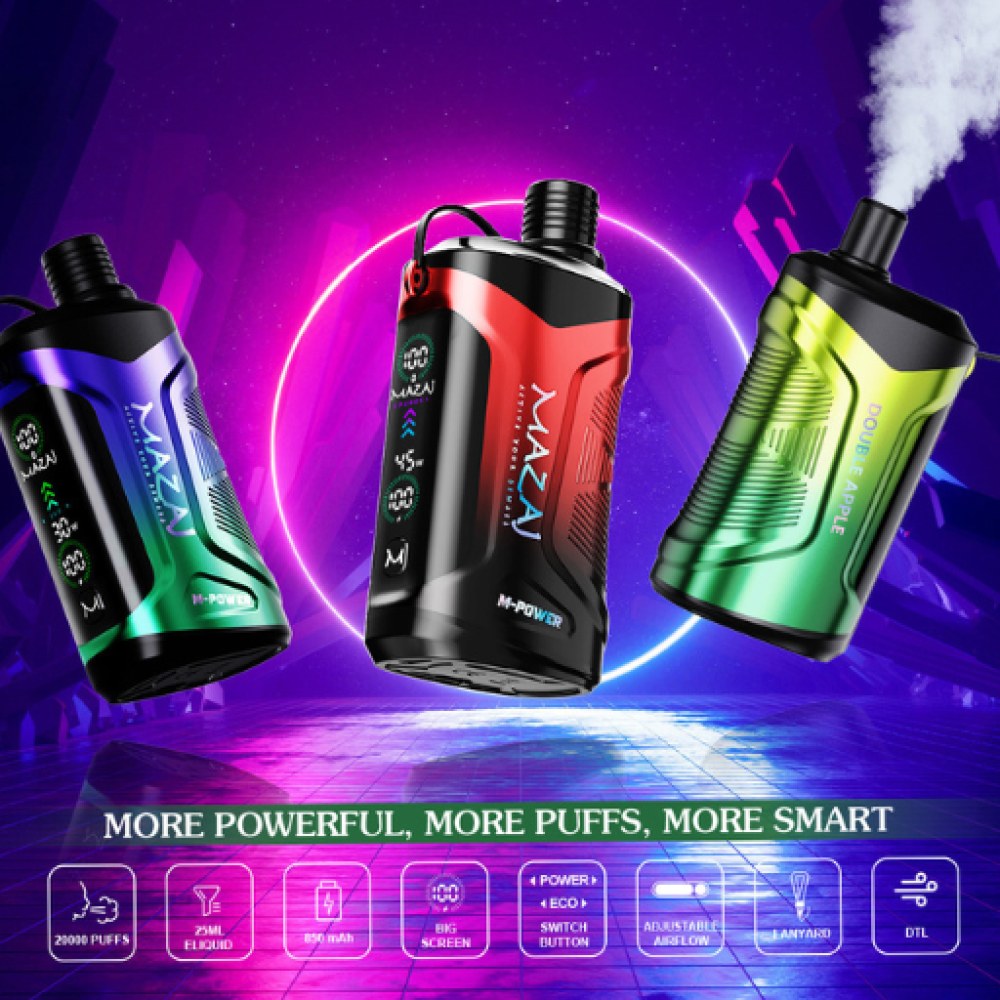 خفيف وسهل الحمل شيشة مزاج ام باور 20000 سحبة Mazaj M-Power DTL