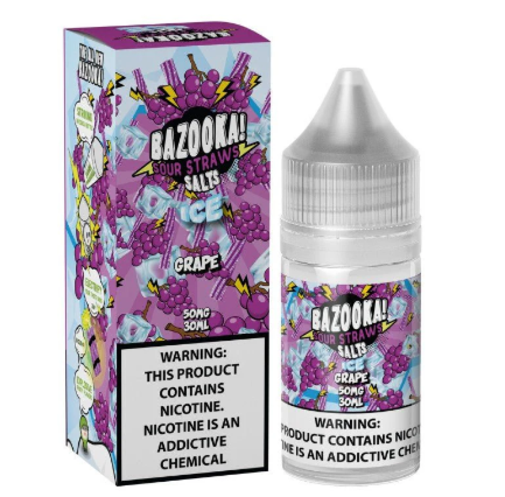 Ergonomics نكهة سولت بازوكا عنب بارد Bazooka Grape Ice Sour Straws