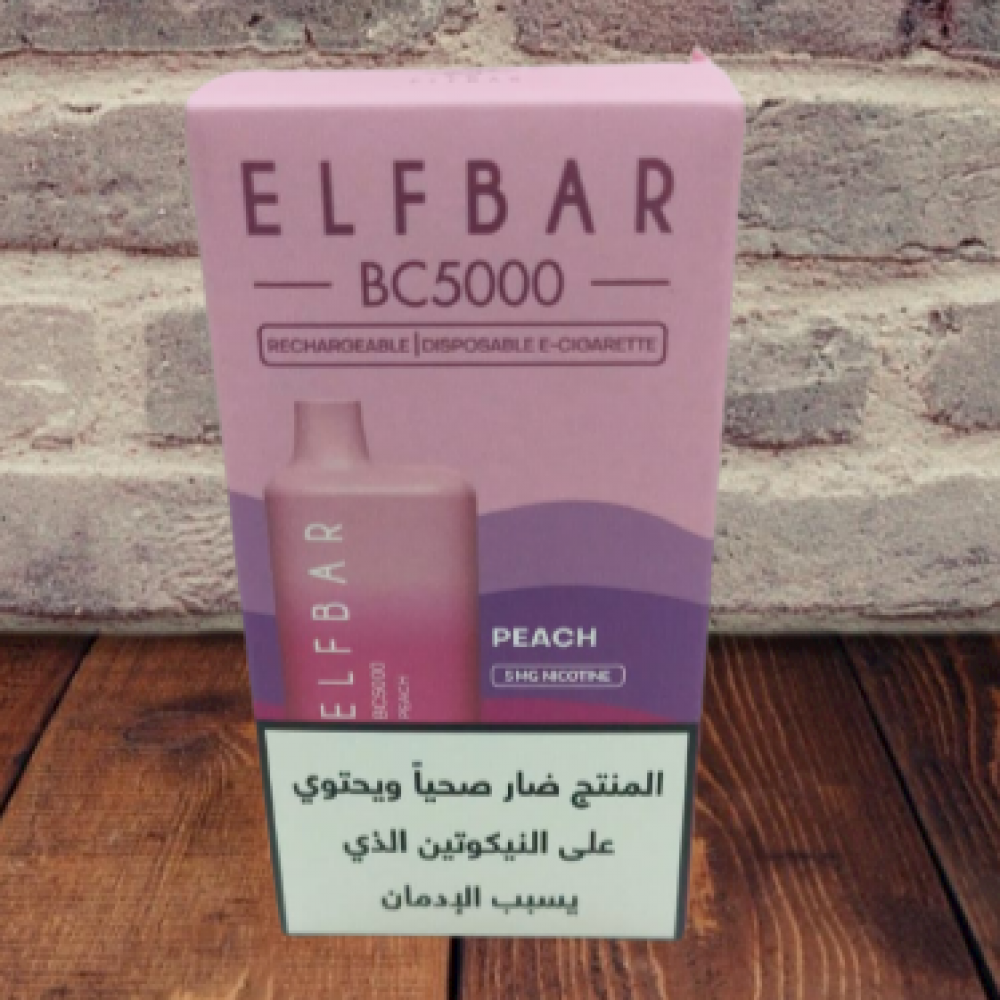 تصميم مريح في اليد سحبة الف بار موشة خوخ Elf Bar BC5000 puff Disposable Peach