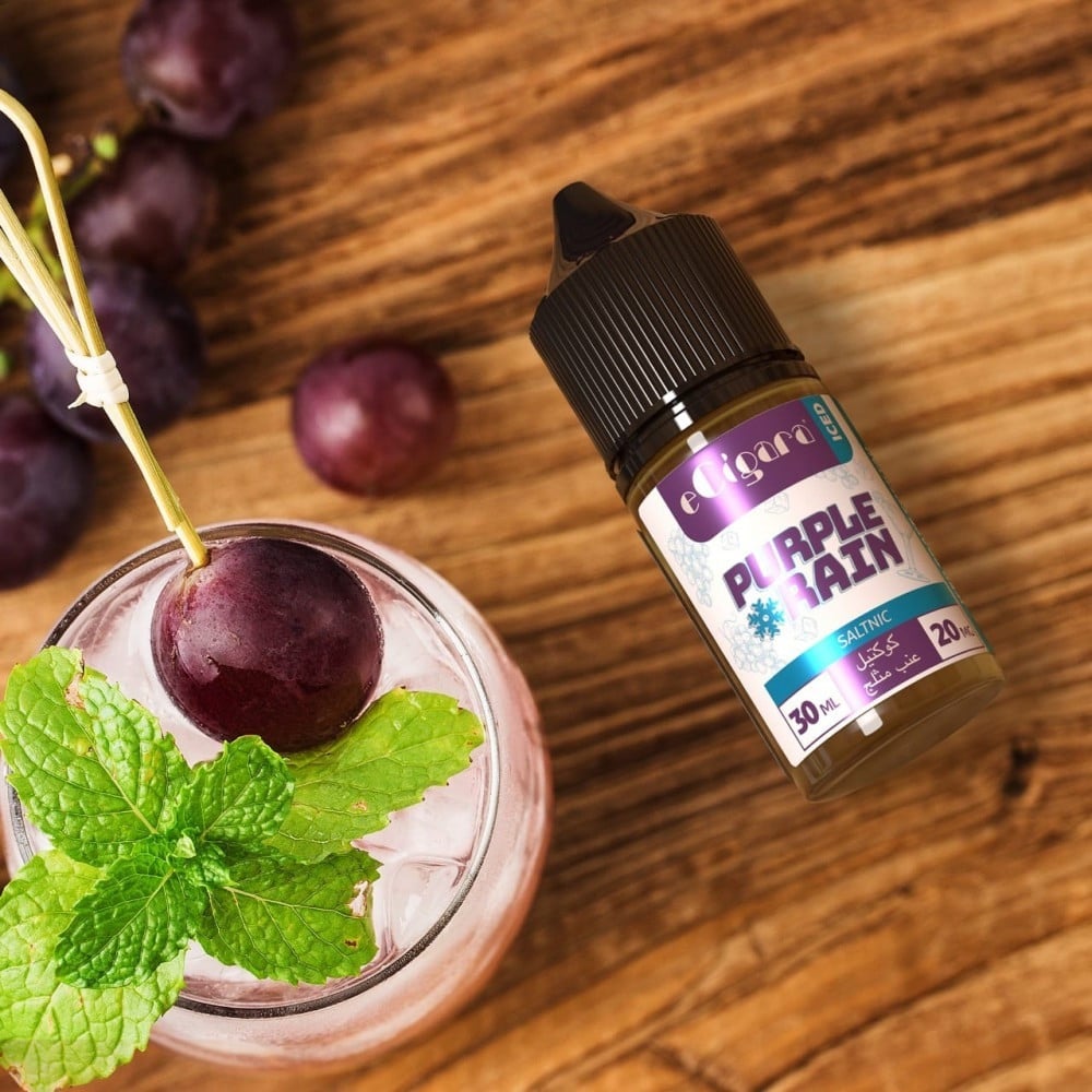 تصميم مريح في اليد نكهة سولت اي سيجارة كوكتيل العنب ايس Ecigara PURPLE RAIN ICE