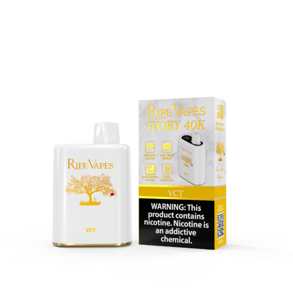 سحبة ايفوري من رايب فيب 40 الف موشة VCT Ripe Vapes IVORY 40K Puff Disp