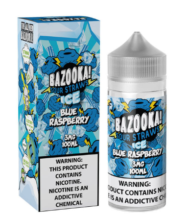 Ergonomics نكهة فيب بازوكا توت ازرق بارد بلوبيري ايس 100 مل Bazooka Blue Raspberry Ice Sour Straws