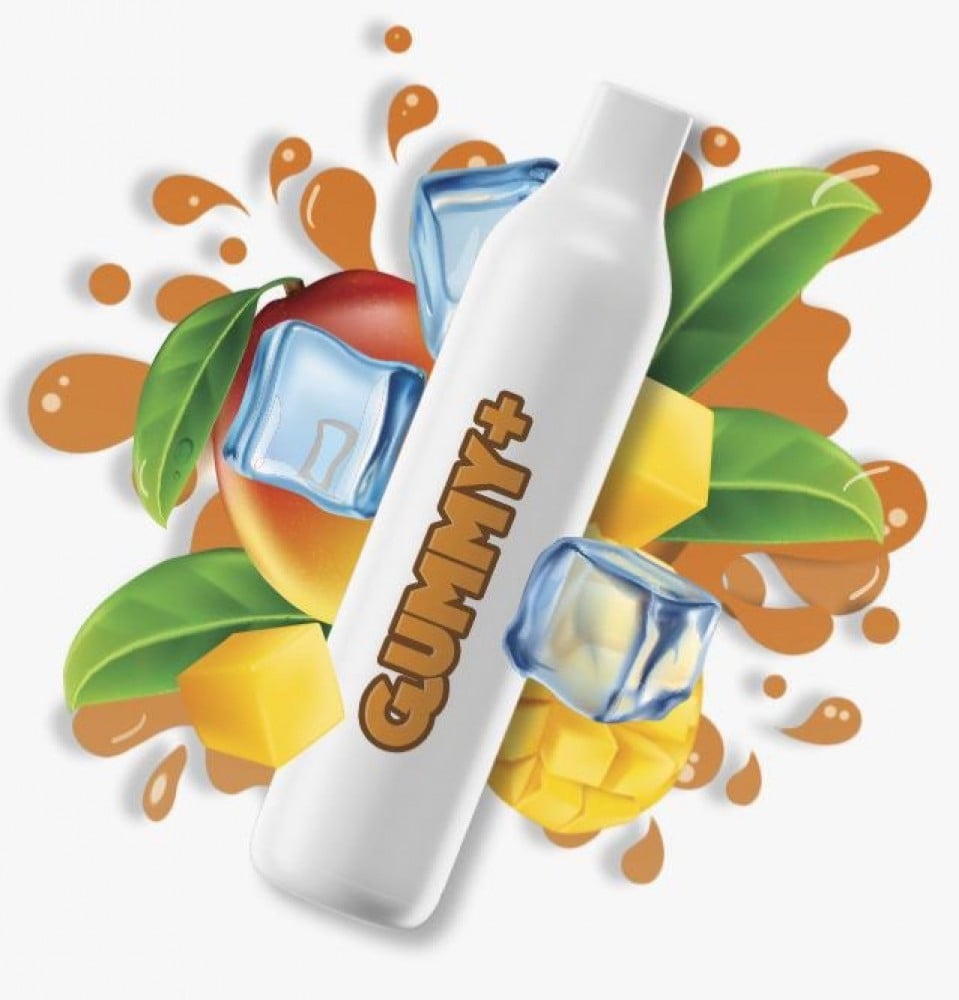 عمر بطارية طويل سحبة جاهزة قمي بلس مانجو بارد 2200 موشة Gummy Plus Mango ICE Disposable 2200 Puff