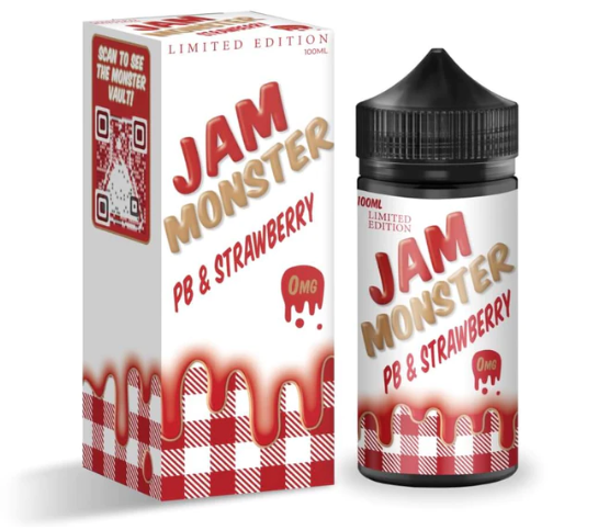 تصميم مريح في اليد نكهة جام مونستر مربى فول سوداني و فراولة - JAM MONSTER PB & Strawberry - 100ml