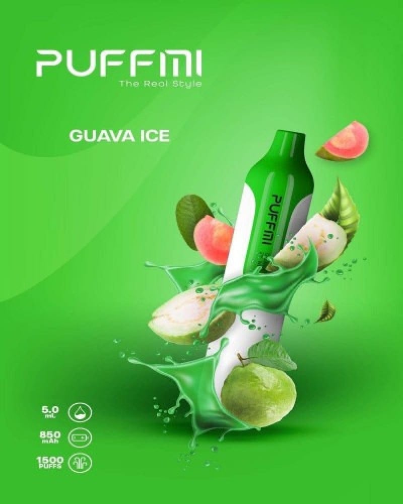 تصميم مريح في اليد سحبة بف مي نكهة الجوافة - PUFFMI GUAVA 1500 PUFFS