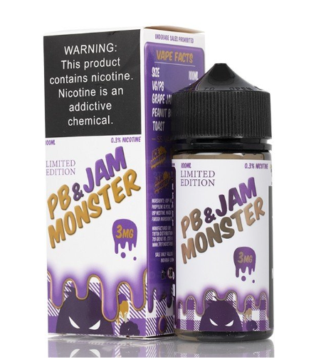 تصميم مريح في اليد نكهة جام مونستر مربى فول سوداني و عنب - JAM MONSTER PB & Grape - 100ml