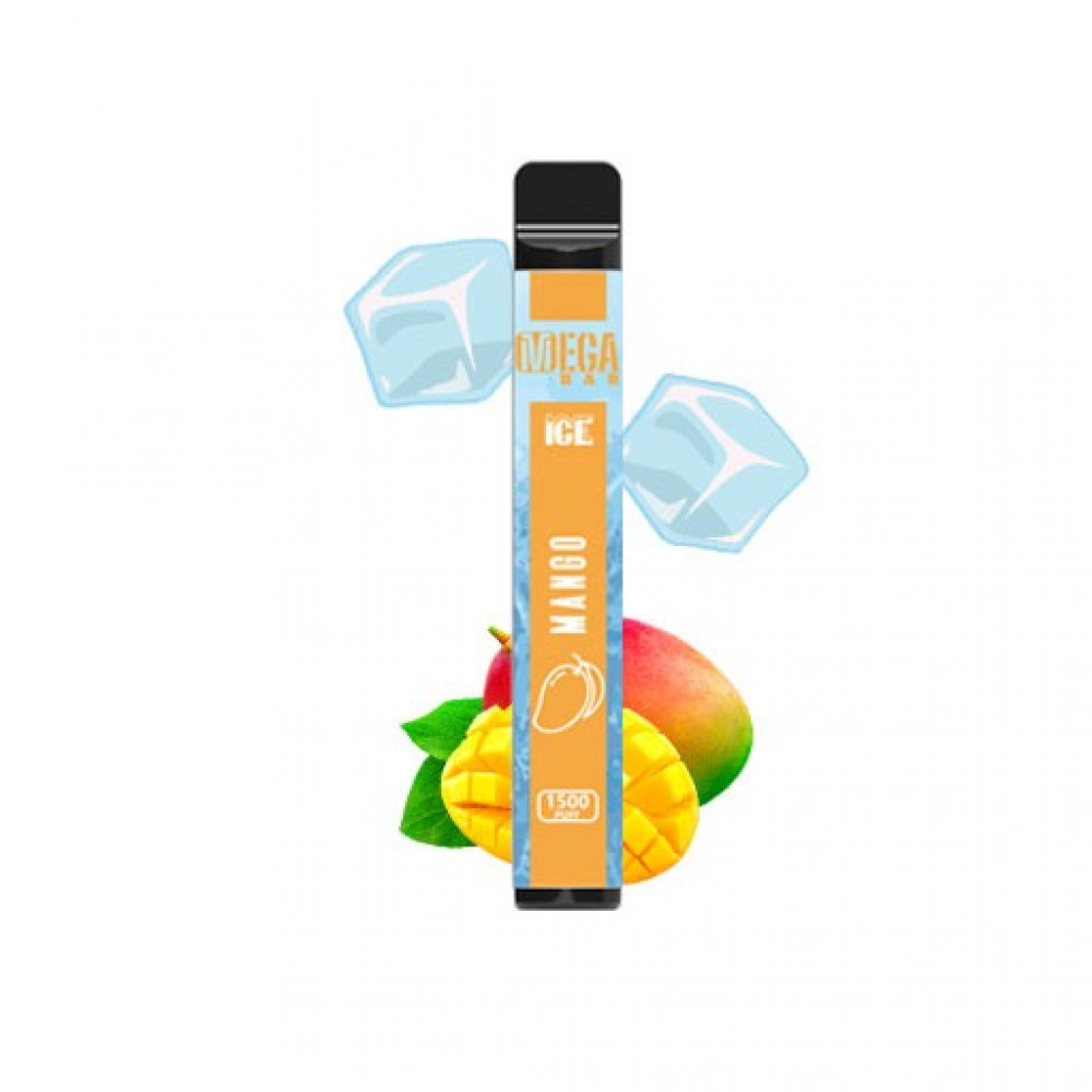 عمر بطارية طويل سحبة جاهزة ميجا بار مانجو بارد 1500 موشة Mega Bar Mango Ice 1500 Puffs