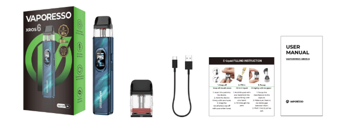 محتويات العبوة - جهاز كروس 6 الجيل السادس من فابريسو Vaporesso XROS 6 Vape Kit