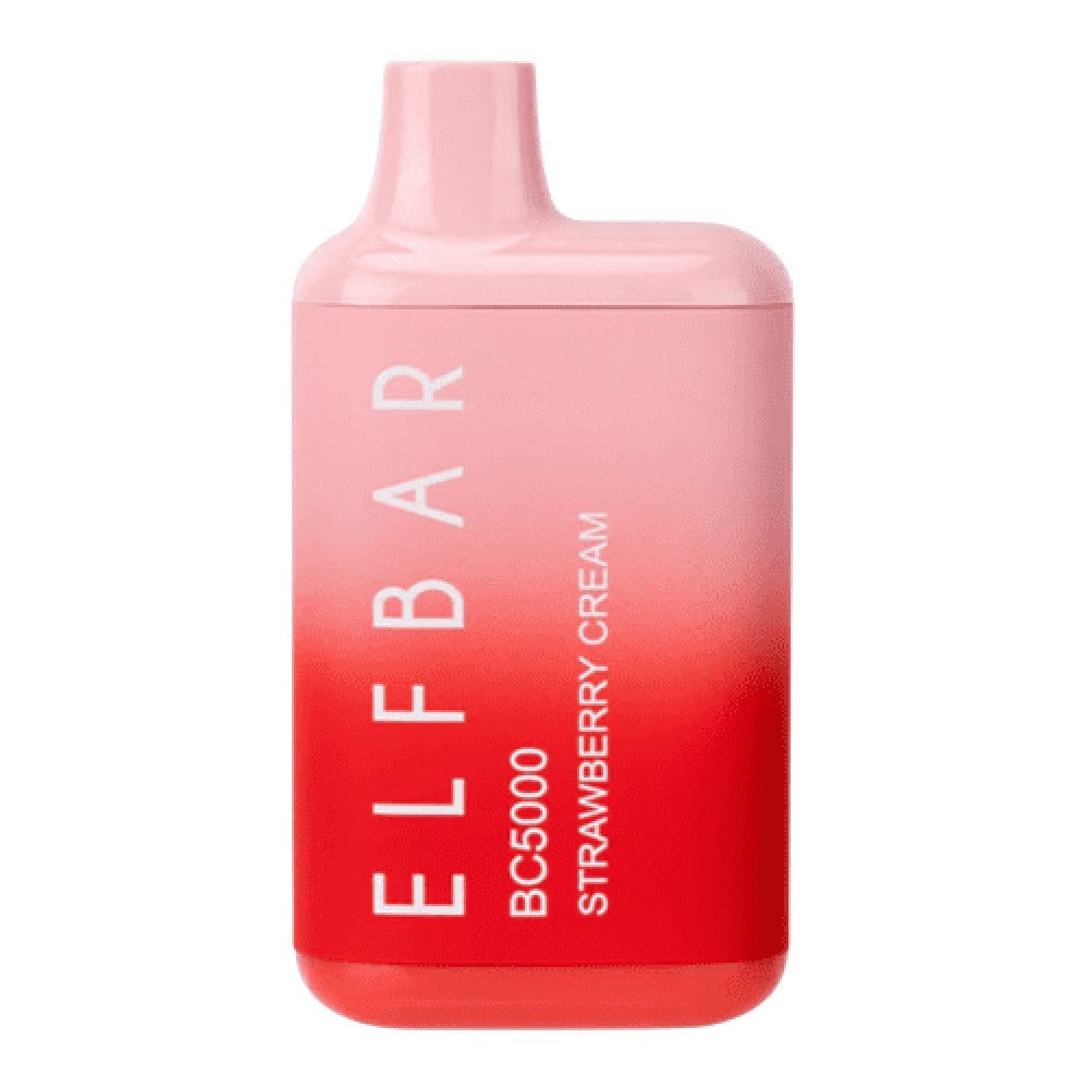 تصميم مريح في اليد سحبة الف بار 5000 موشة فراولة كريمة Elf Bar BC5000 puff Disposable Strawberry Cream