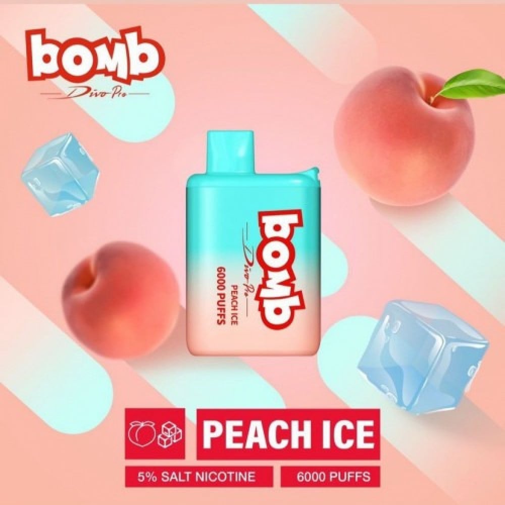 Ergonomics سحبة بومب 6000 بوف نكهة خوخ بارد BOMB 6000 PUFF Peach ICE