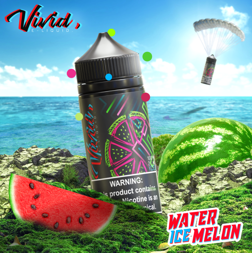 تصميم مريح في اليد نكهة فيفيد بطيخ وترميلون ايس 100 مل VIVID WATERMELON ICE