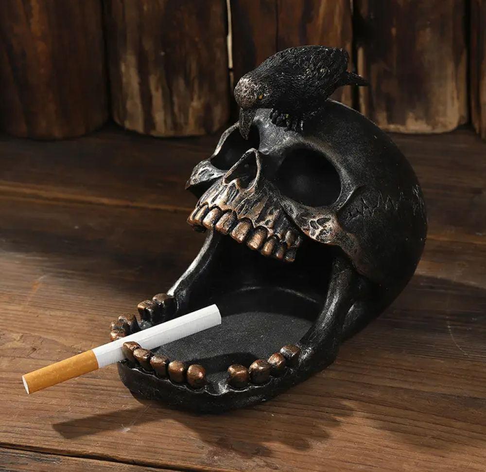 A cool ashtray in the shape of a brass skull | Zero Vape Store