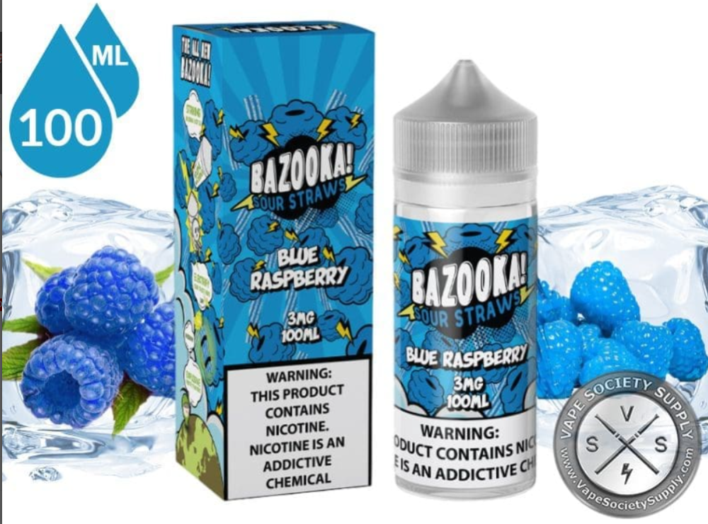 Vast Endurance نكهة فيب بازوكا توت ازرق بارد بلوبيري ايس 100 مل Bazooka Blue Raspberry Ice Sour Straws