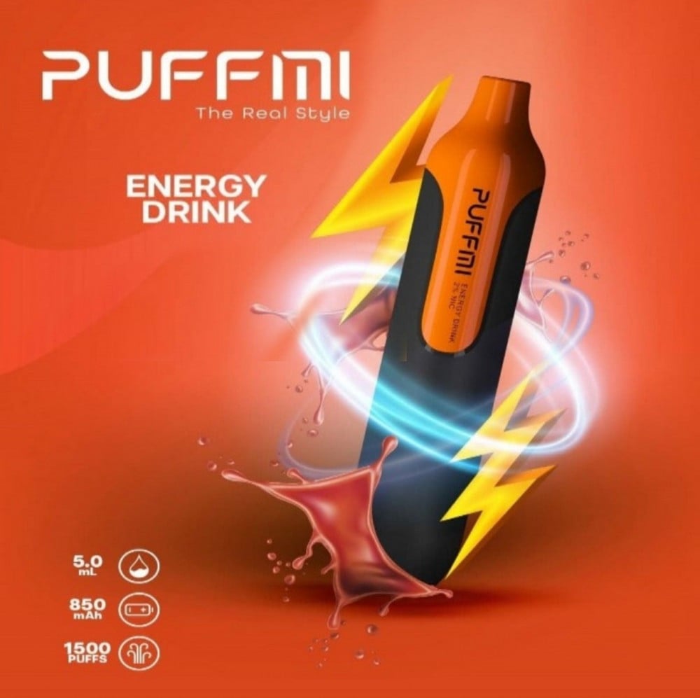 عمر بطارية طويل سحبة بف مي نكهة مشروب الطاقة - PUFFMI ENERGY DRINK 1500 PUFFS