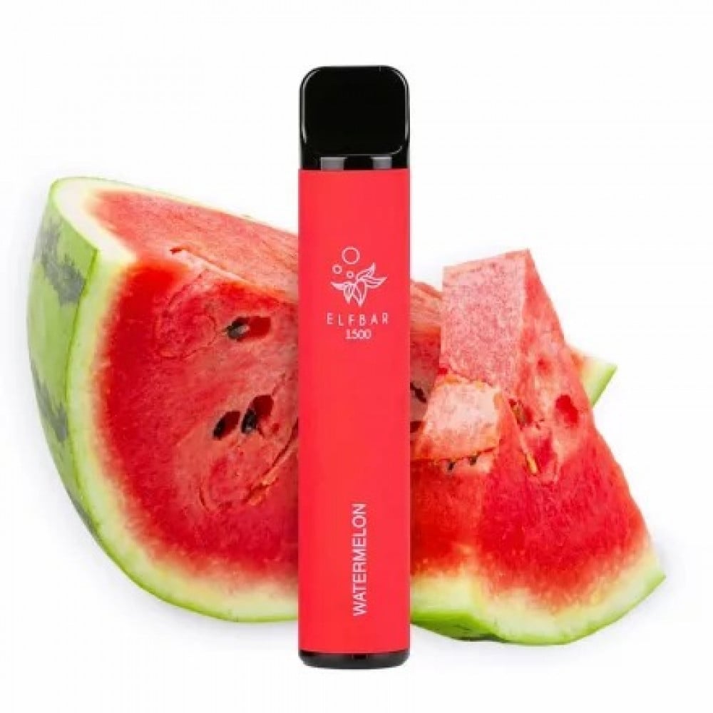تصميم مريح في اليد سحبة اليف بار 1500 موشة بنكهة البطيخ الجح Elf Bar WATERMELON 1500 puff disposable