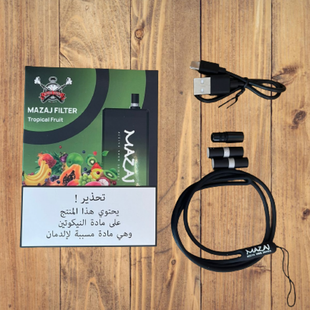 خفيف وسهل الحمل سحبة مزاج فلتر 6500 موشة فواكه استوائية Mazaj Filter 6500 Puff Tropical Fruit