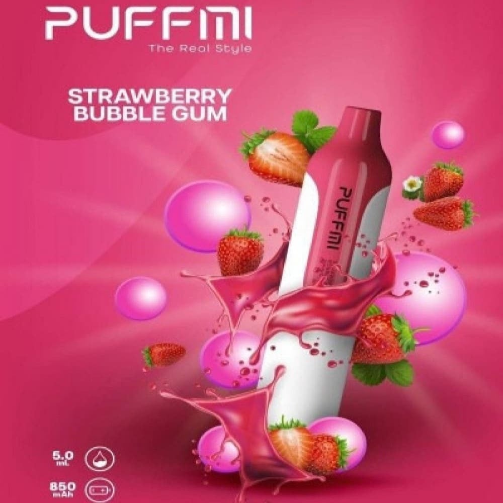 تصميم مريح في اليد سحبة بف مي بنكهة فراولة علكة 1500 موشة - puffmi strawberry bubble gum