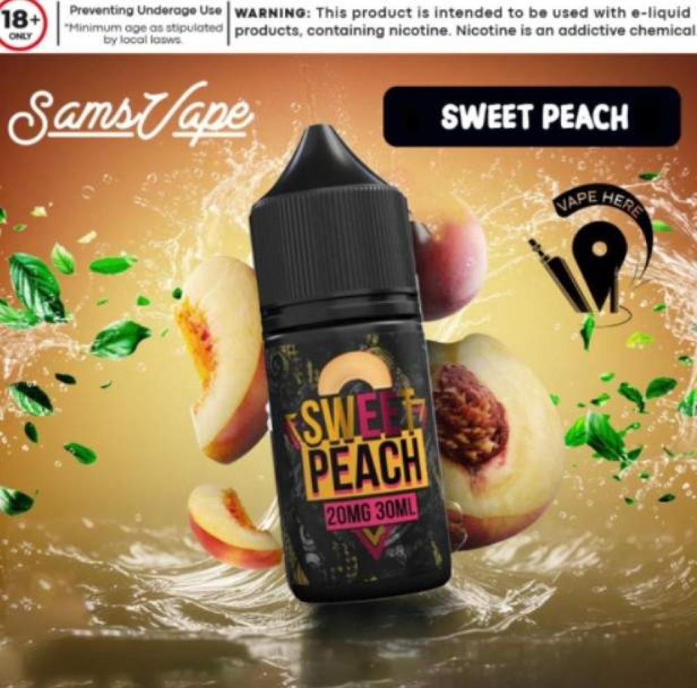 تصميم مريح في اليد نكهة سولت سويت خوخ سامز فيب Sweet Peach Sams Vape salt
