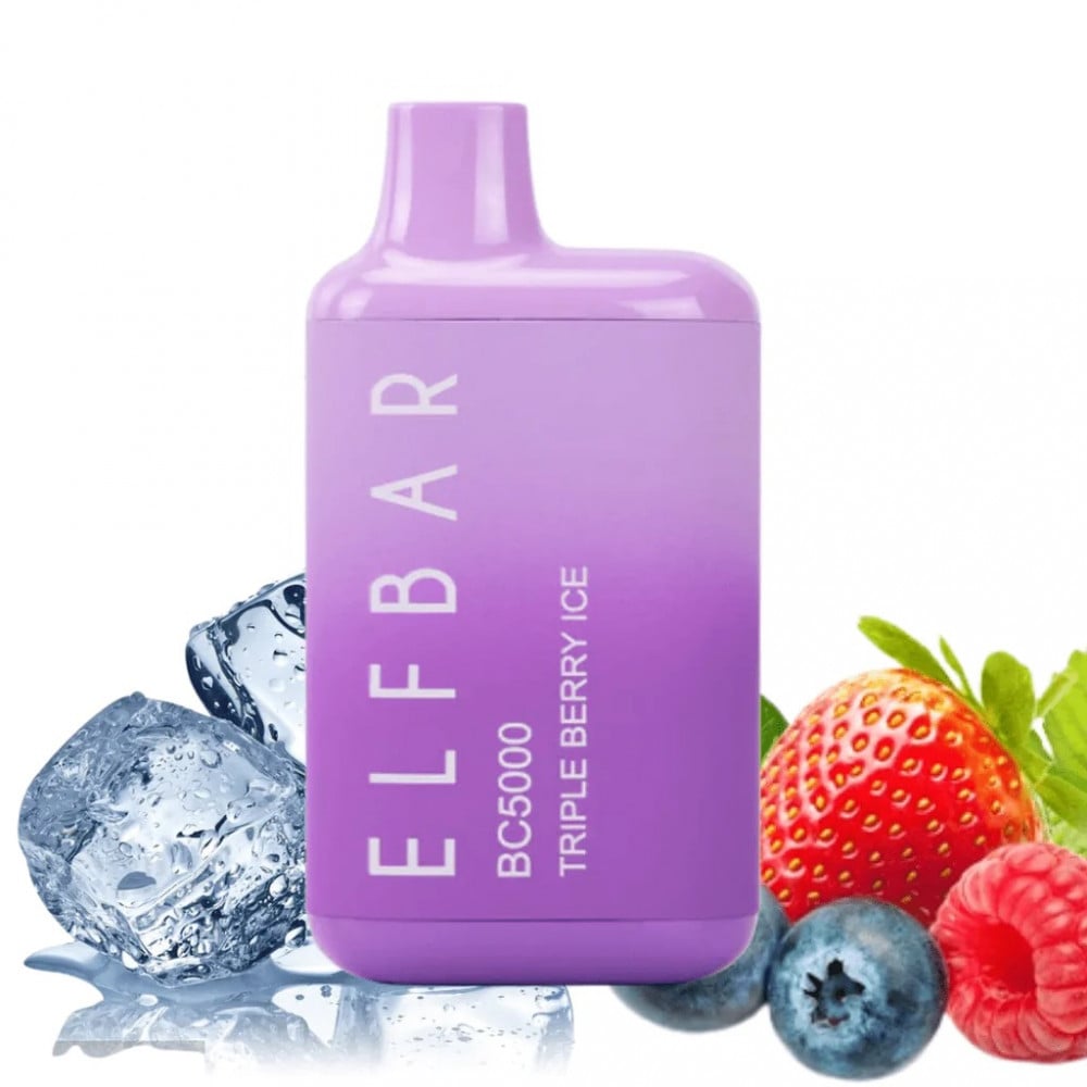 تصميم مريح في اليد سحبة الف بار 5000 موشة تربل بيري توت مشكل Elf Bar BC5000 puff Disposable Triple Berry