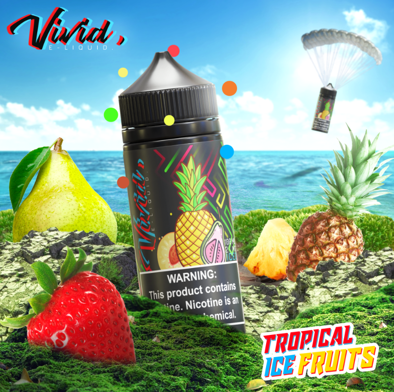 تصميم مريح في اليد نكهة فيفيد تروبيكال فروت ايس فواكه استوائية 100 مل VIVID TROPICAL FRUITS ICE