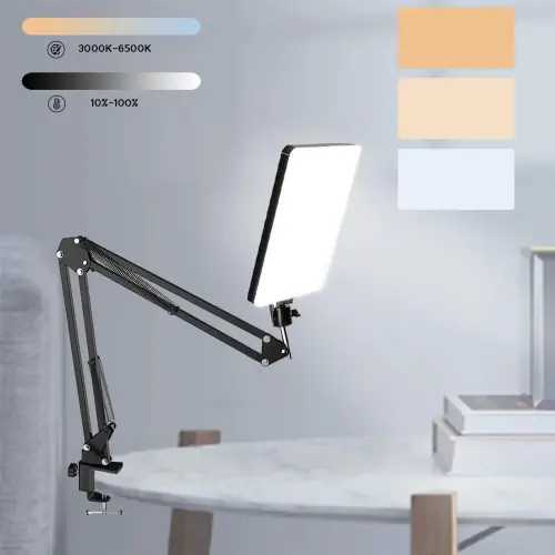 ضوء LED للتصوير الفوتوغرافي مع حامل ذراع مقص