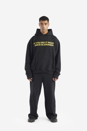 FLEECE BLACK HOODIE