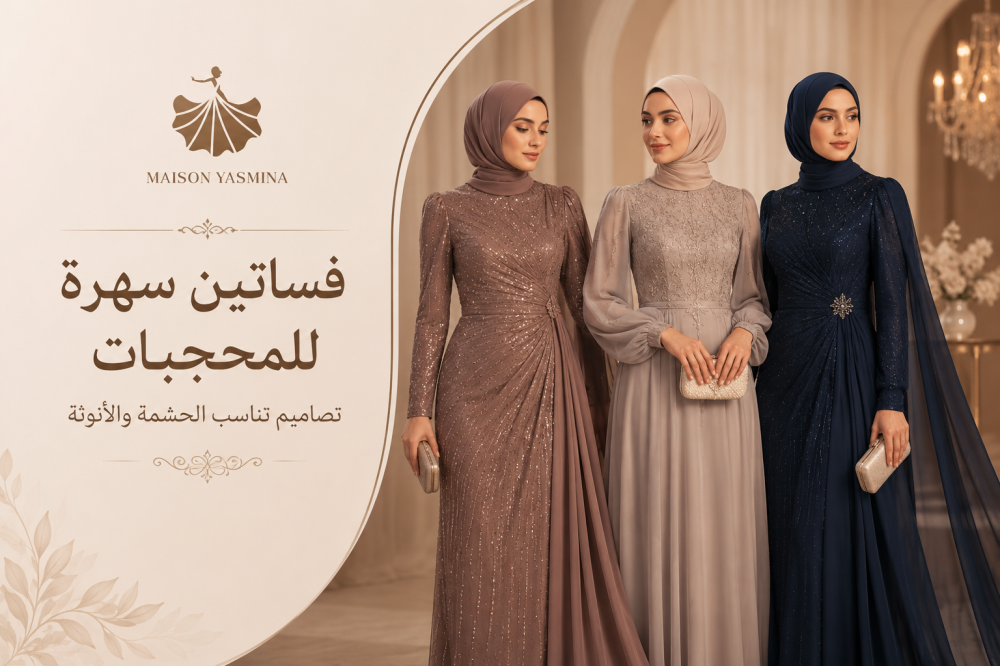 فساتين سهرة للمحجبات: تصاميم تناسب الحشمة والأنوثة