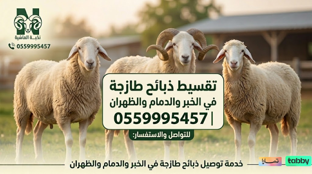 تقسيط ذبايح طازجة في الخبر والدمام والظهران | 0559995457