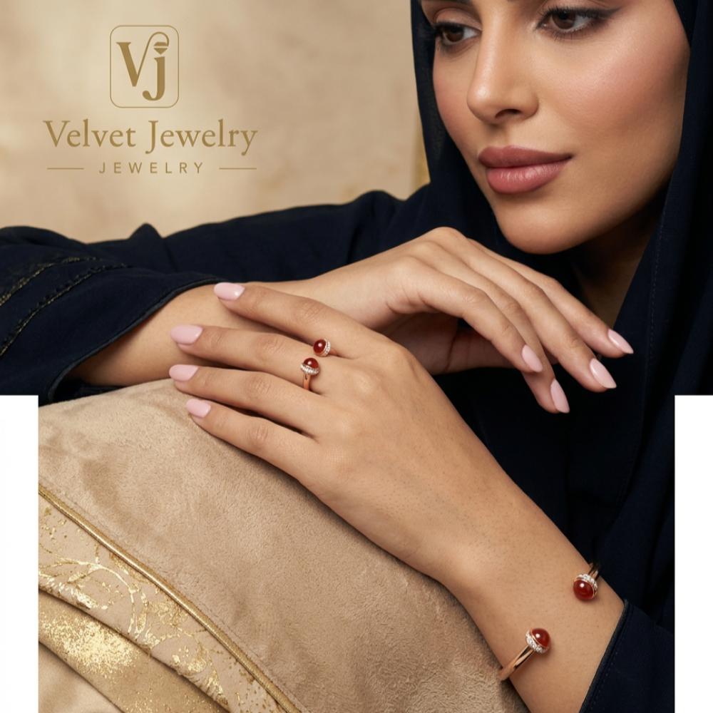 طقم بياجيه المفتوح السميك طبق الأصل | خاتم + أسوارة بذهب ١٨ قيراط وألماس وأحجار كريمة
