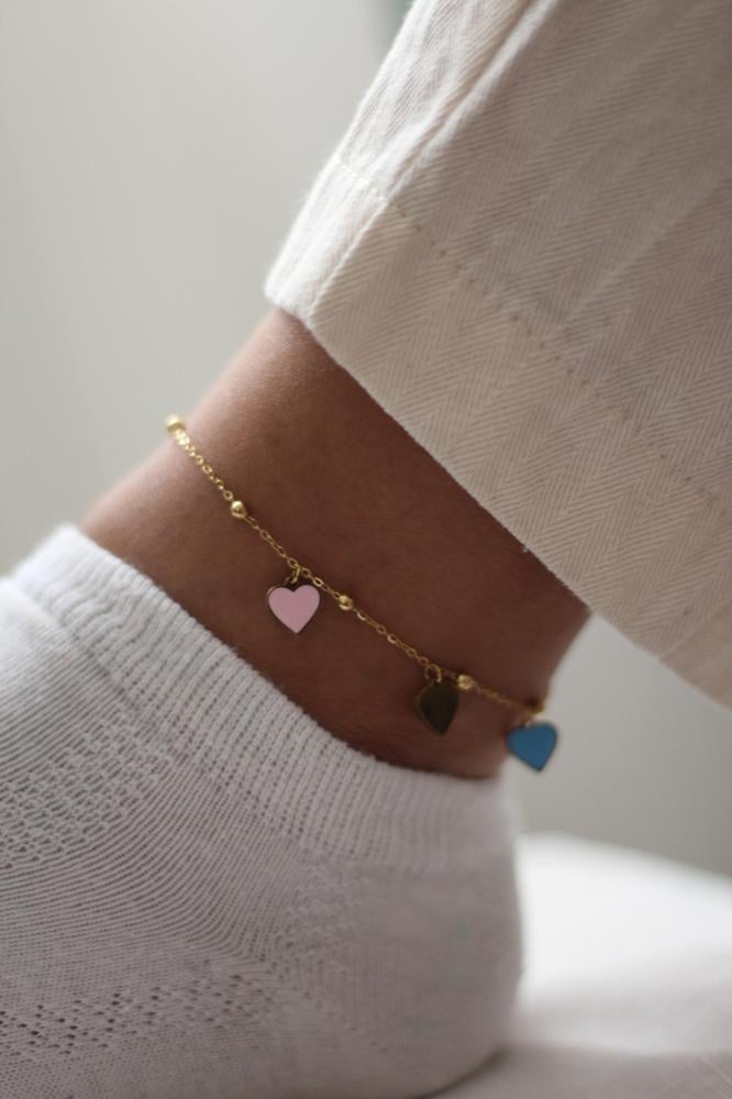 خلخال القلوب الملونه ستانلس ستيل