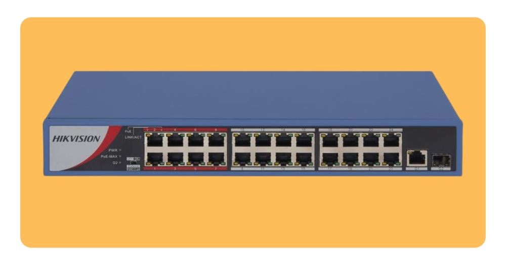 Boost Your CCTV Network with DS-3E0326P-E/M(B) 24-Port Fast Ethernet Unmanaged PoE Switch