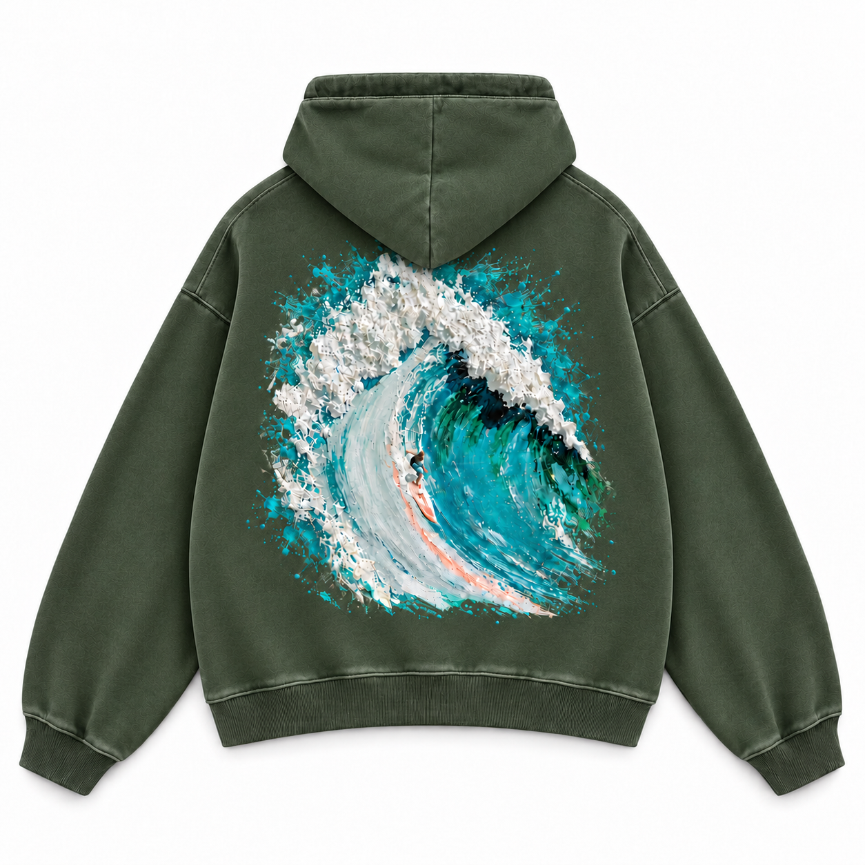 هودي WAVE RIDER الأخضر الزيتي من الخلف