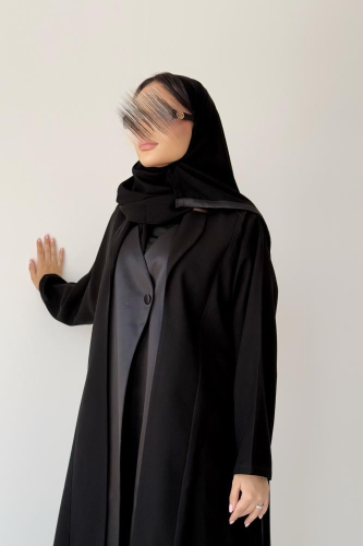 A70-عباية بياقة ساتان انيقة