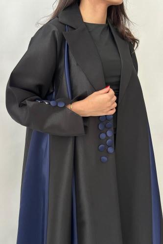 عباية اسود وكحلي نص كلوش