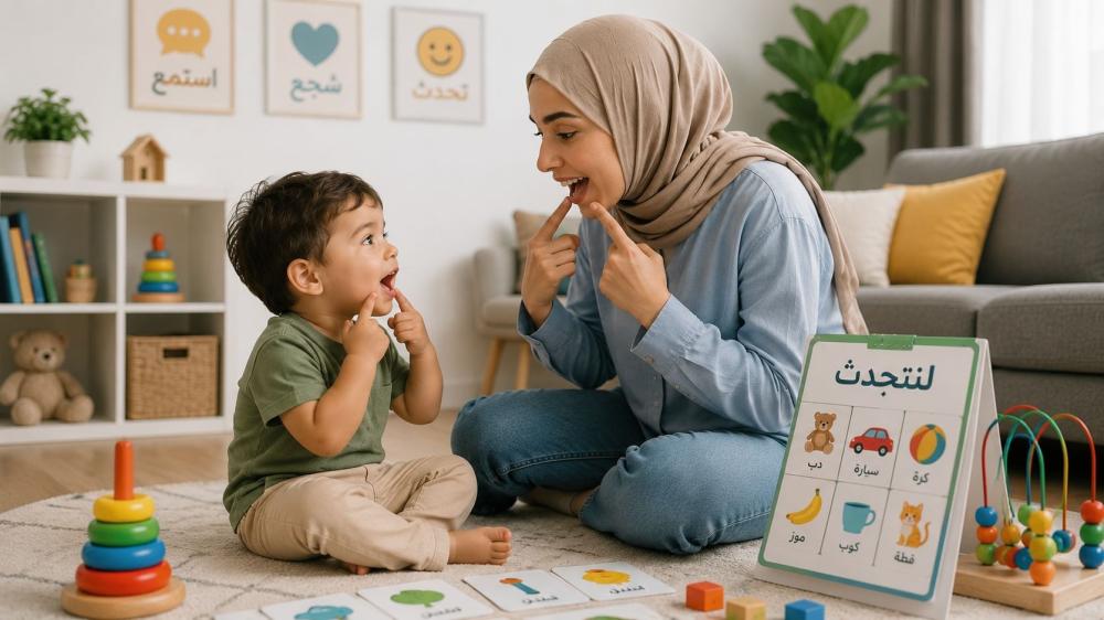 كيف اشجع طفلي على الكلام؟ 9 خطوات يومية للأمهات