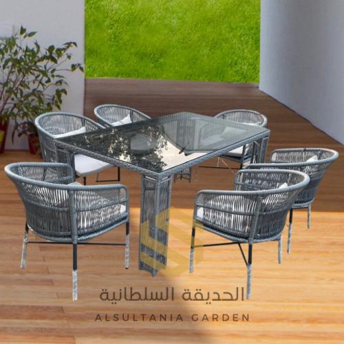 طاولة طعام راتان 6 مقاعد