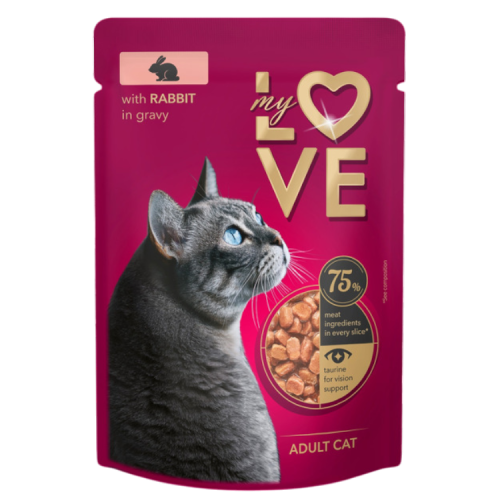 ظرف ماي لوف ارنب في المرق 85 جرام للقطط البالغة