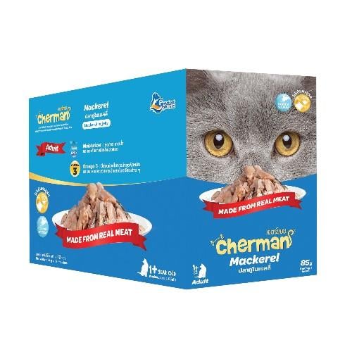 كارتون شيرمان اكل قطط رطب الماكريل في الجيلي للقطط البالغة 12 ظرف