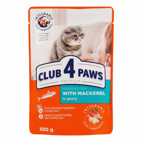 كلوب فور باوز طعام للقطط البالغة في المرق للعناية بالجلد والفرو 100 جم