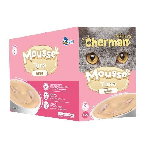 كارتون شيرمان اكل قطط رطب تونة موس للقطط الصغيرة 12 ظرف