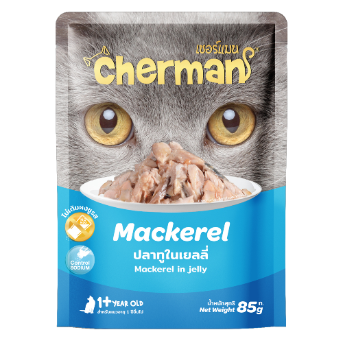 ظرف شيرمان الماكريل في الجيلي 85جرام لقطط الكبيرة