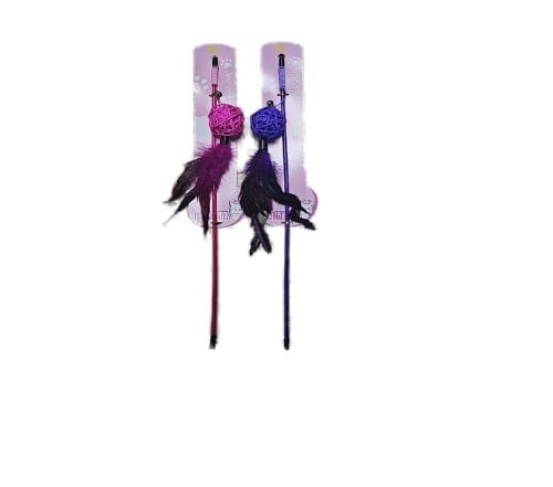 A cat hook on a ball with a feather and a bell in different colors A3139-4  - متجر همتارو لمستلزمات الحيوانات الأليفة