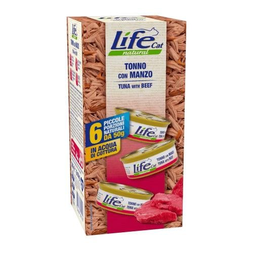 لايف كات طعام رطب للقطط بالتونا مع اللحم البقري بالمرق 6×50جم