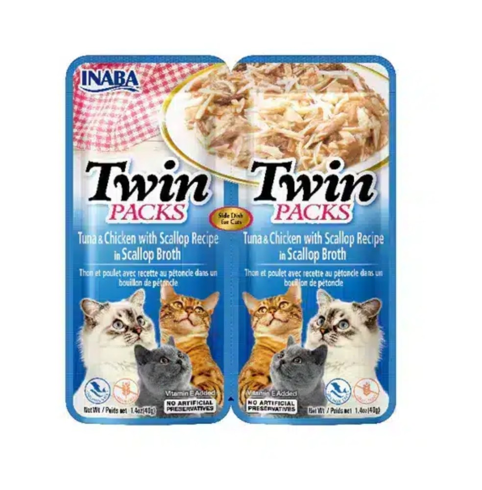 Inaba Twin Pack Tuna and Chicken in Oyster Broth Wet Cat Food 2 x 40g